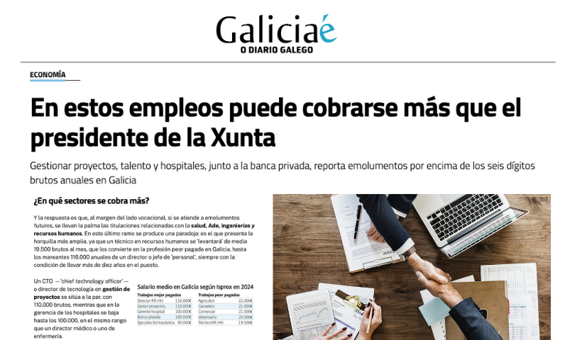 Galiciaé – Guía Salarial 2025: En estos empleos puede cobrarse más que el presidente de la Xunta