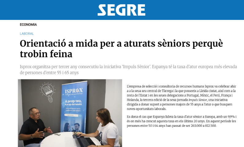 SEGRE – Orientació a mida per a aturats sèniors perquè trobin feina