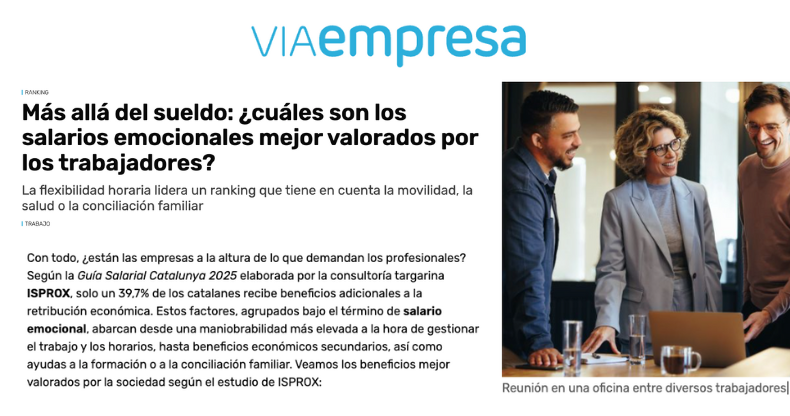 Via Empresa – Més enllà del sou: quins són els salaris emocionals més ben valorats pels treballadors?