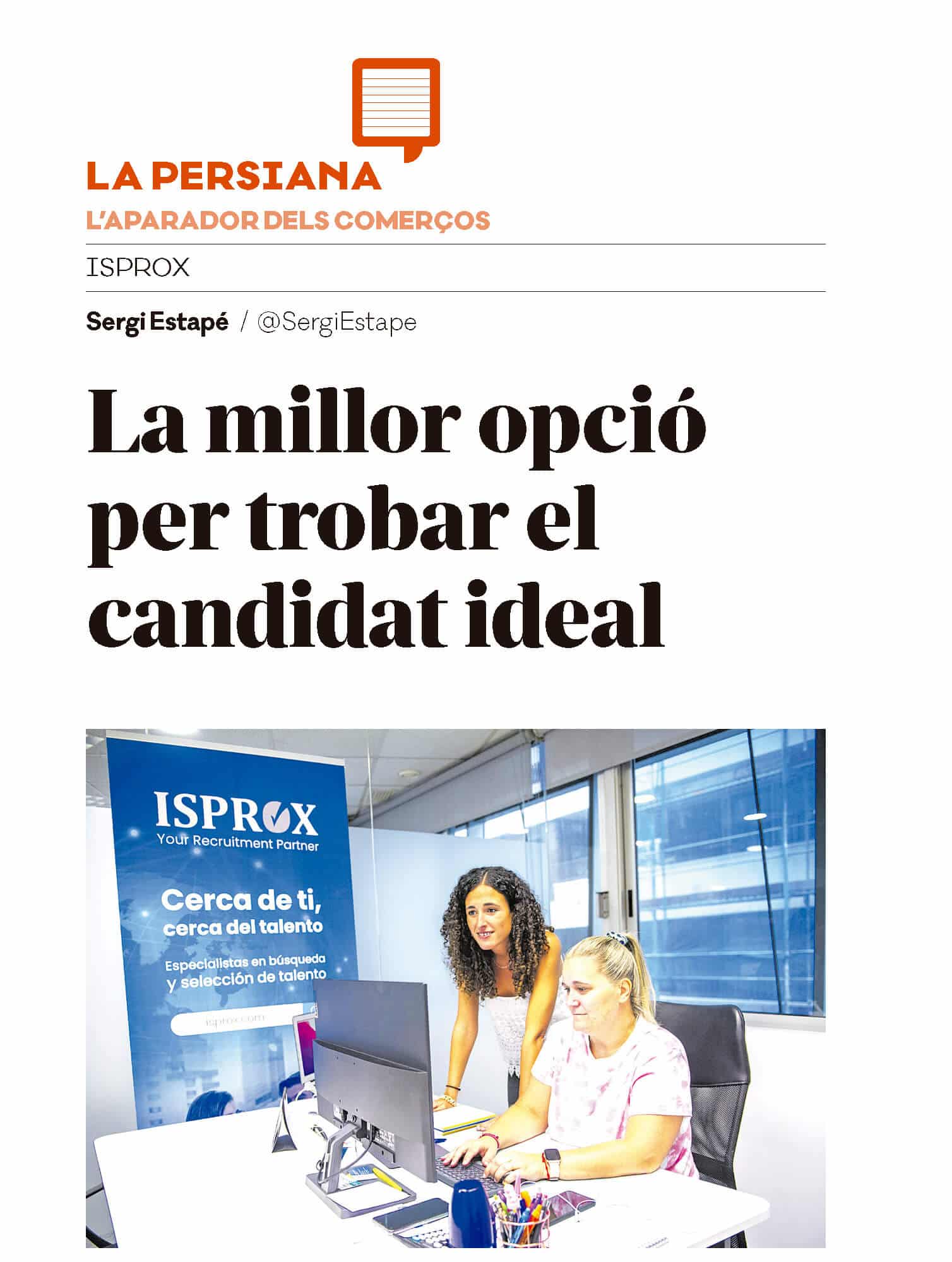 “La Persiana del Diari de Terrassa” – con Elba Castro, Talent Expert de Terrassa, “La mejor opción para encontrar el candidato ideal”