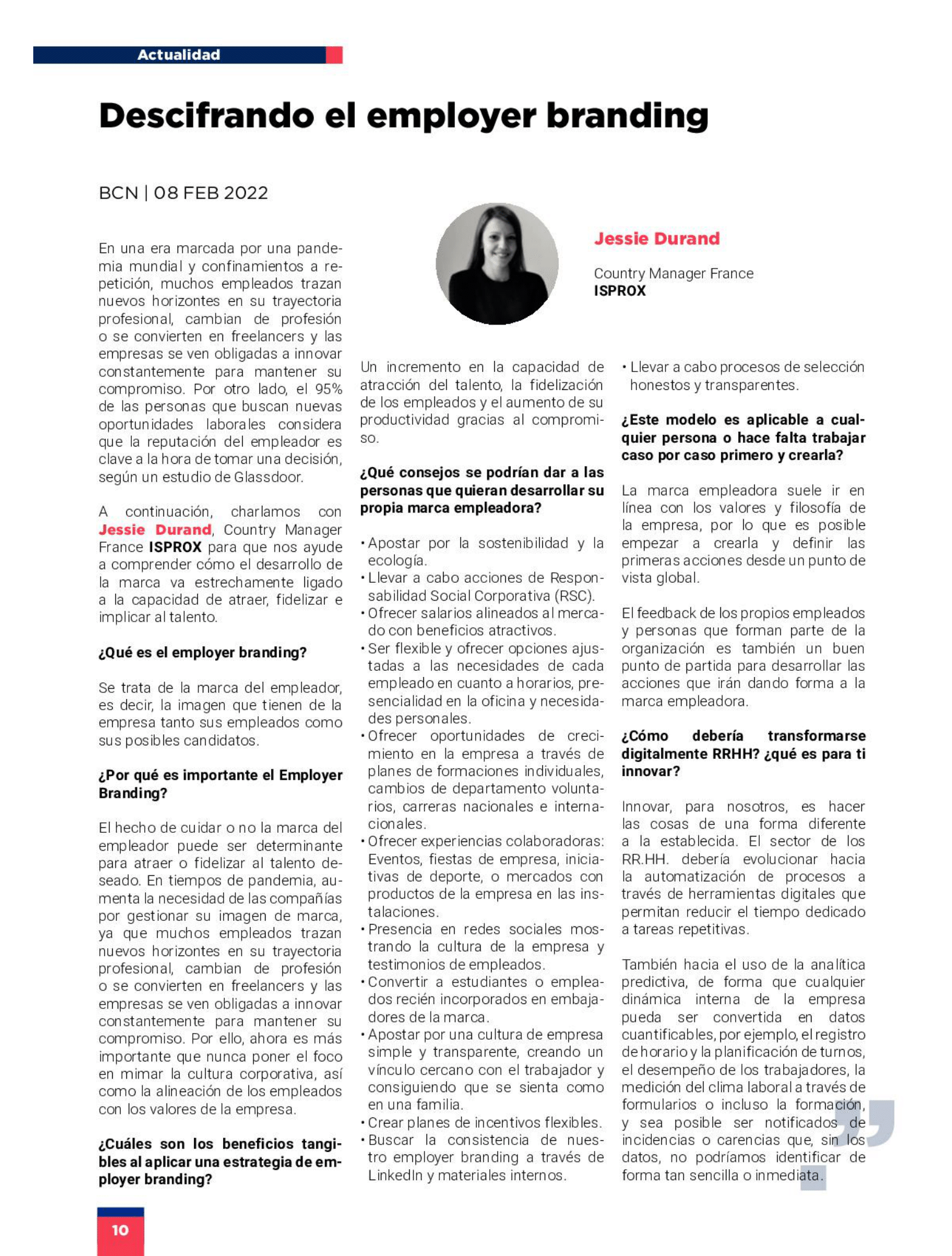 “La Lettre” – Entrevista a Jessie Durand, Country Manager de Francia, “Descifrando el Employer Branding”