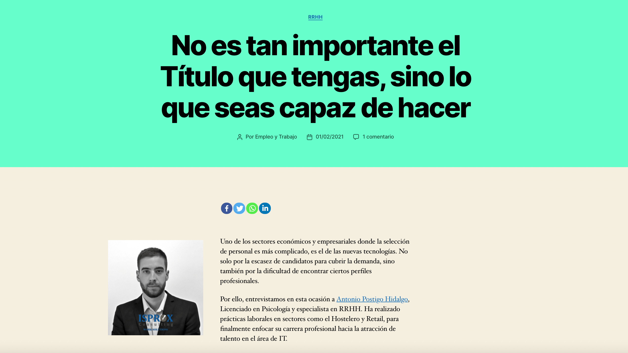 Empleo y Trabajo – Entrevista a Antonio Postigo