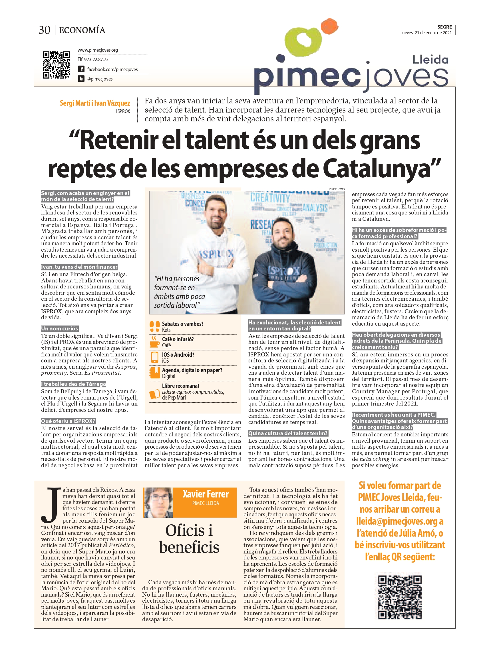 Diari Segre – Entrevista als fundadors d’ISPROX