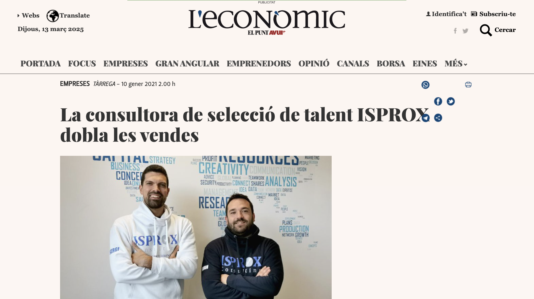 L’Econòmic – ISPROX dobla las ventas en 2020