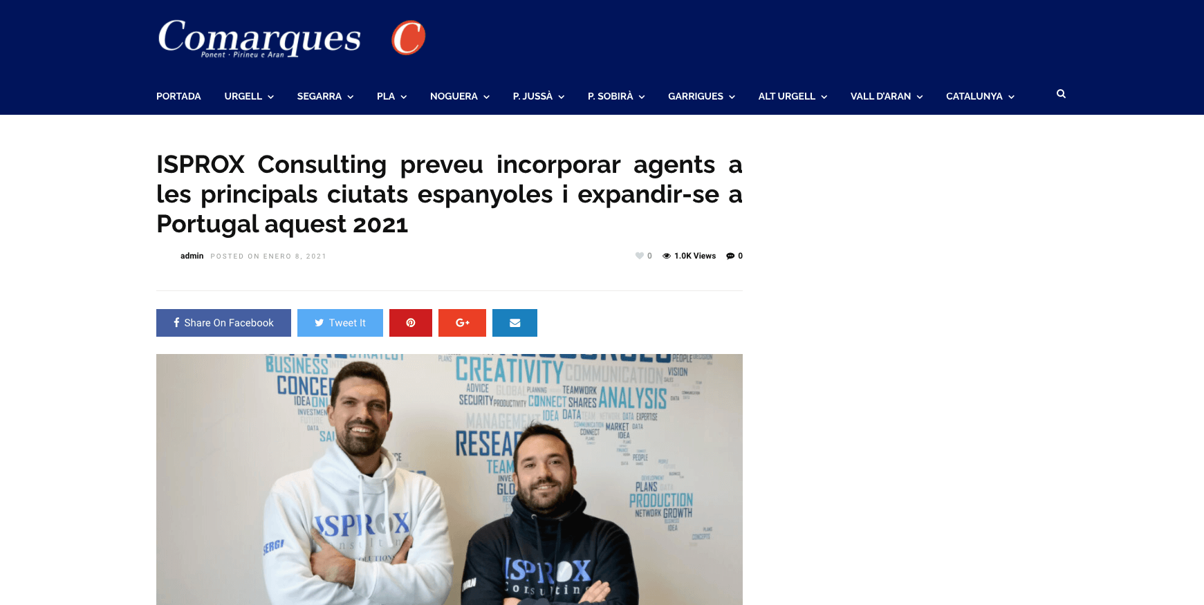 Comarques de Ponent – ISPROX preveu expandir-se a Portugal