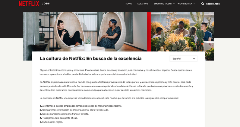Imagen con ejemplo de Inbound Recruiting de Netflix