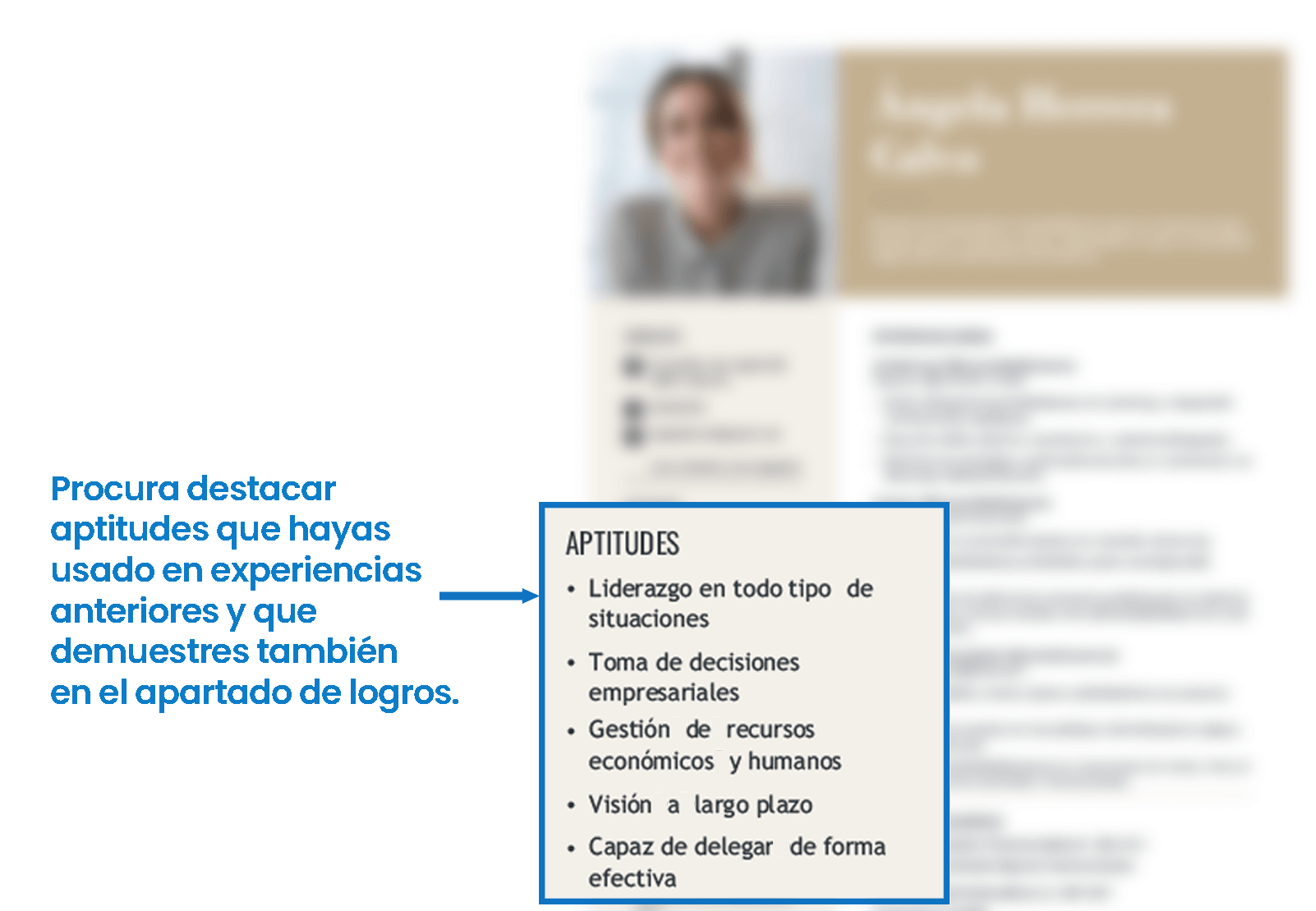 Imagen sobre un currículum y las habilidades de liderazgo
