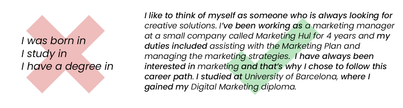 Iamgen ejemplo Presentacion para superar una entrevista en inglés